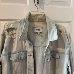 Forever 21 Light Blue Distressed Jean Jacket